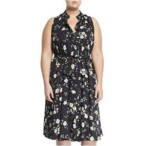 Rachel Roy Dress Black Pink Floral XL Extra Large Lightweight Sleeveless